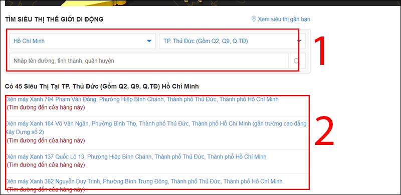Tìm siêu thị gần nhất